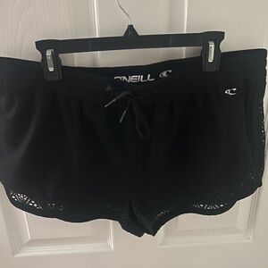 O'Neill Women's Size XL Black Laser-Cut Hem Beach or Athletic Shorts